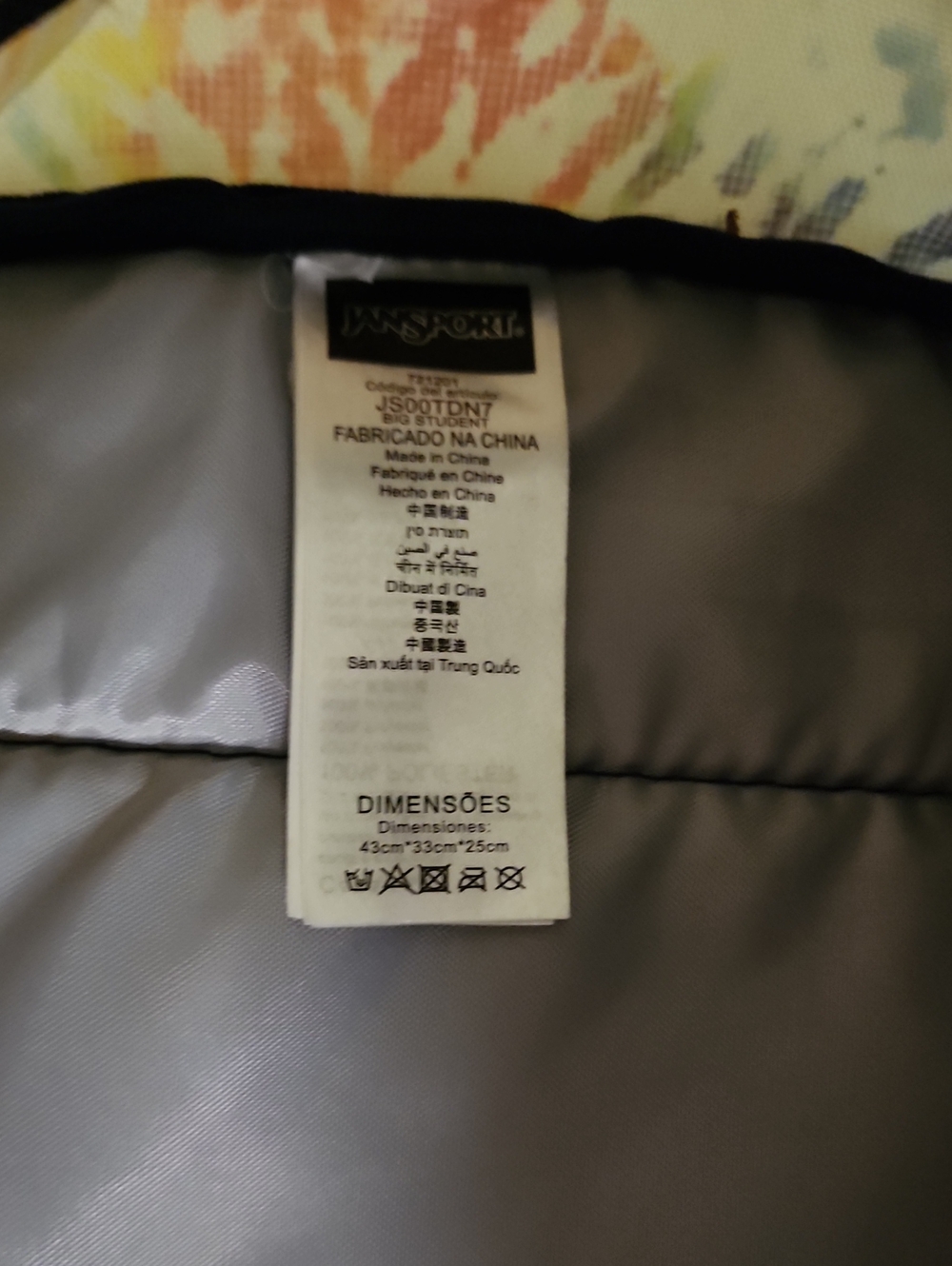 JanSport Big Student Backpack Rainbow Tie Dye Large School Bookbag EUC - Picture 8 of 16